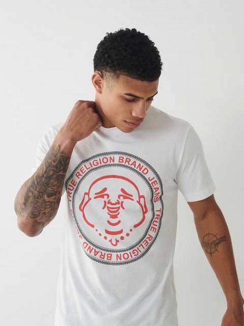 Camiseta True Religion Buddha Logo Hombre Blancas | Colombia-YSBCMGD14