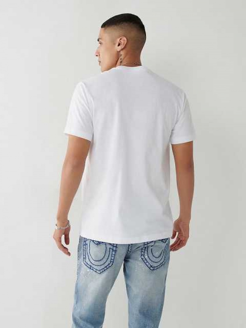 Camiseta True Religion Buddha Logo Hombre Blancas | Colombia-JPKIRSV63