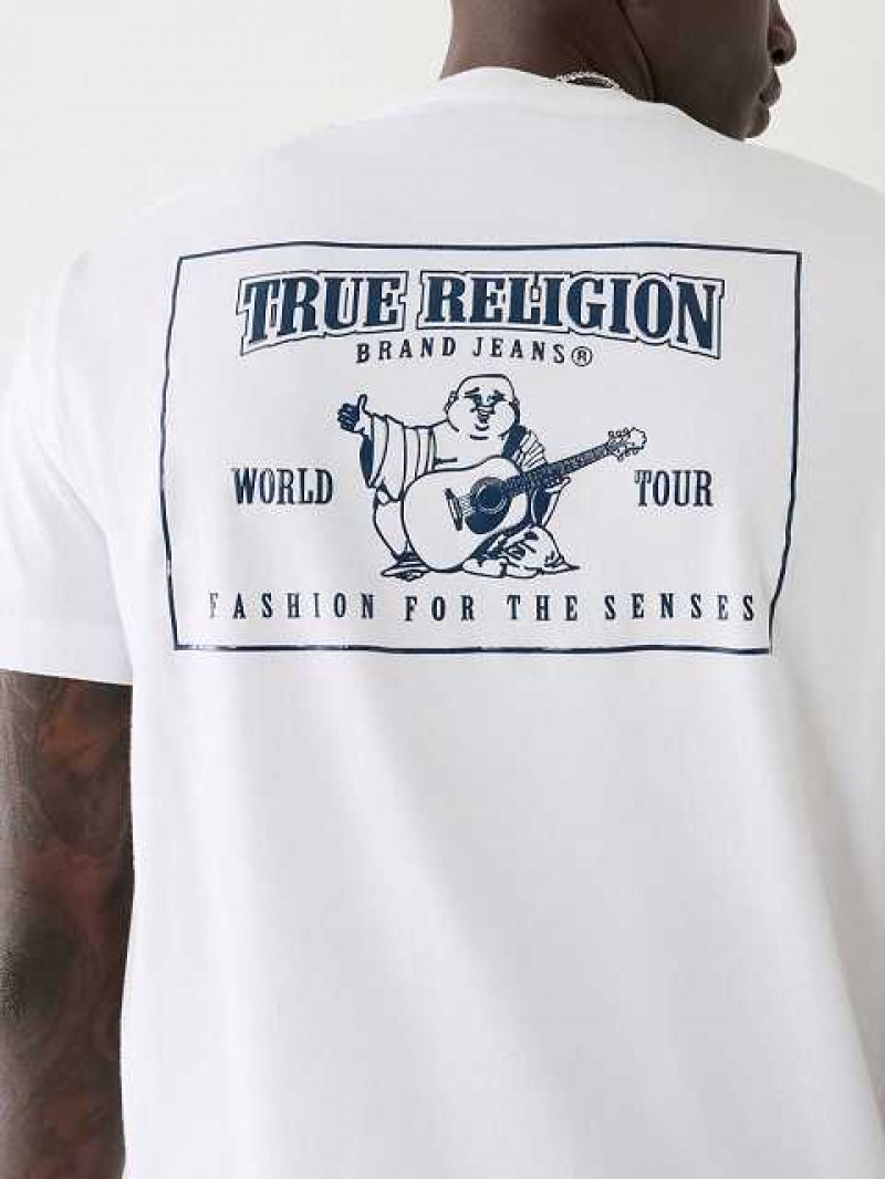 Camiseta True Religion Buddha Logo Hombre Blancas | Colombia-BJIDWFG37