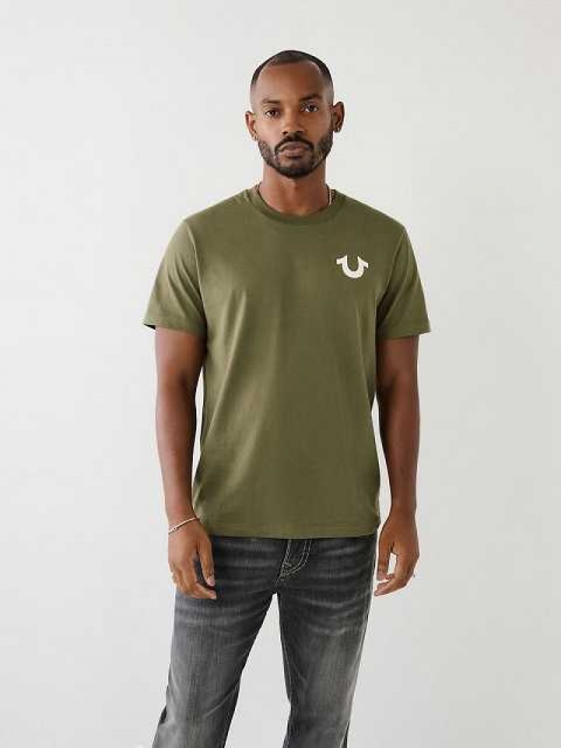 Camiseta True Religion Buddha Logo Hombre Verde Oliva | Colombia-TJWNDGF61