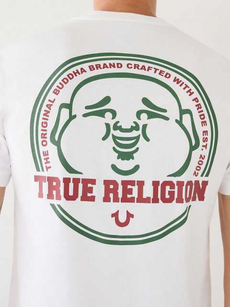 Camiseta True Religion Buddha Logo Hombre Blancas | Colombia-XDWMCZL83