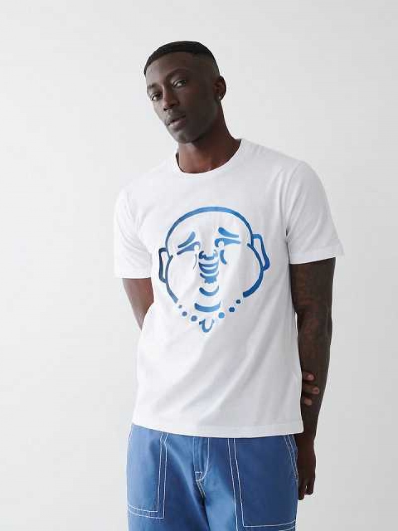 Camiseta True Religion Buddha Logo Hombre Blancas | Colombia-JNQEBMO75