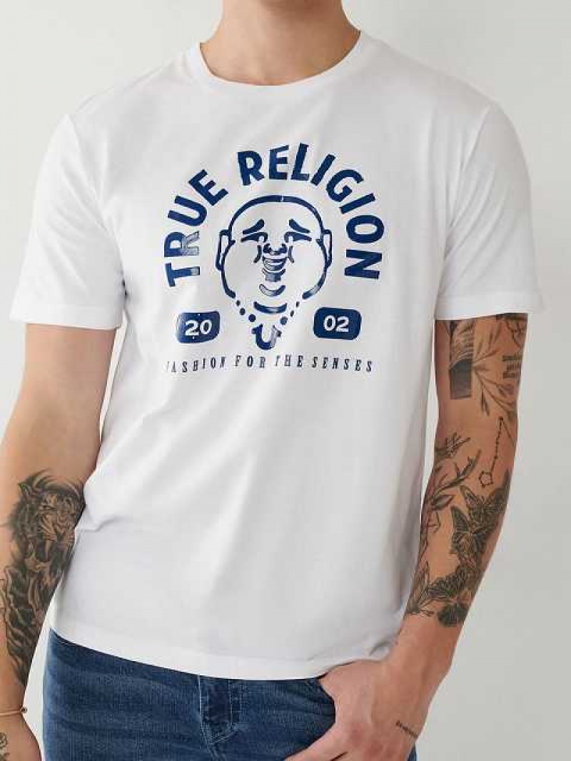 Camiseta True Religion Buddha Logo Hombre Blancas | Colombia-RNGWJDL17