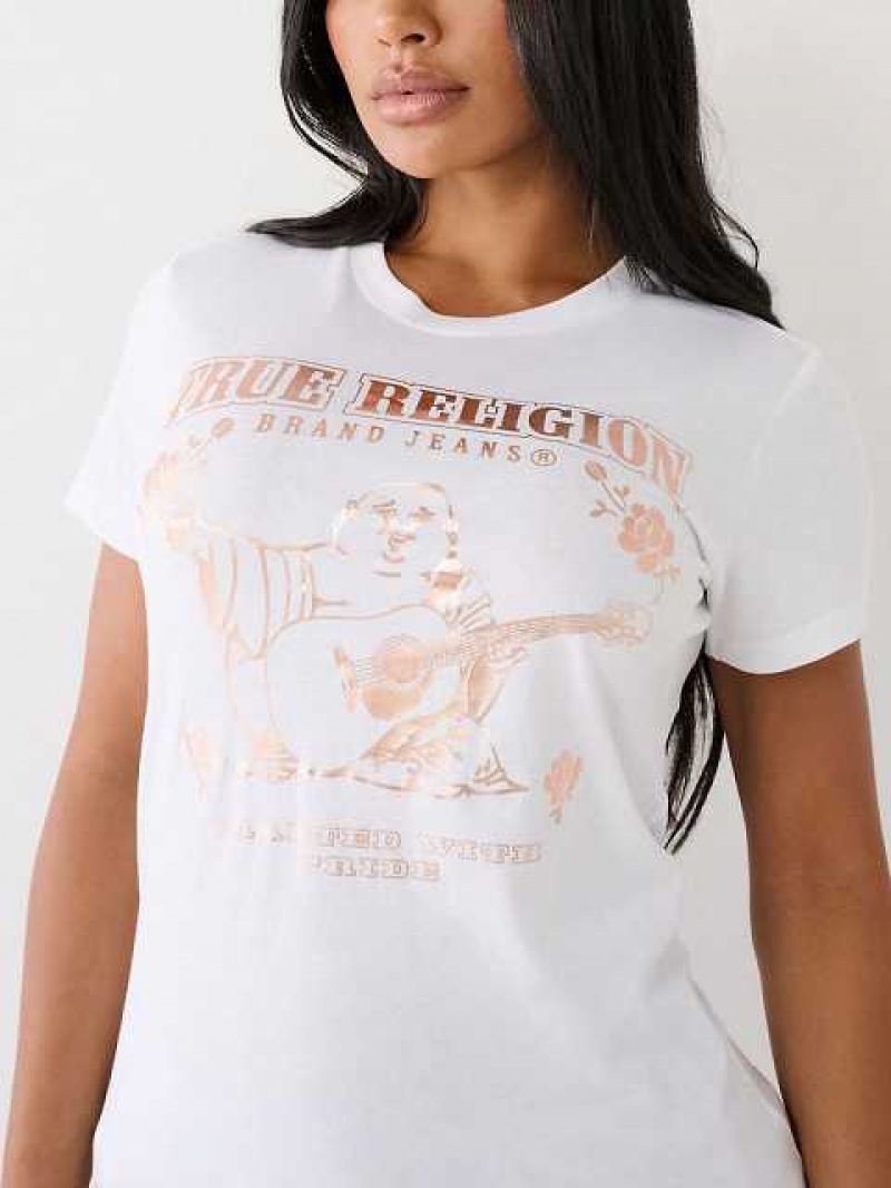 Camiseta True Religion Buddha Logo Mujer Blancas | Colombia-ZHNQRGT02