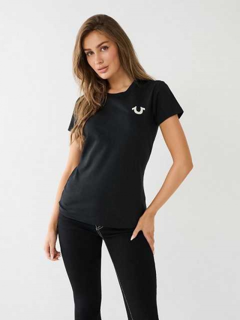 Camiseta True Religion Buddha Logo Mujer Negras | Colombia-BQMDONV12