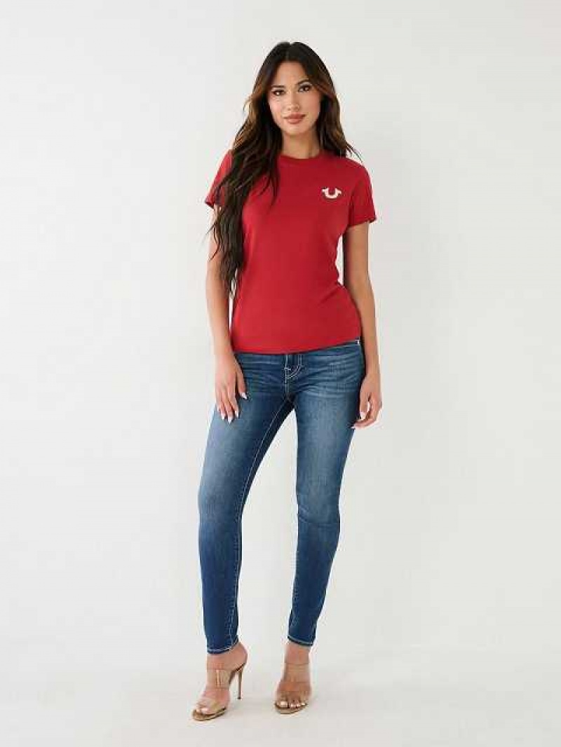 Camiseta True Religion Buddha Logo Mujer Rojas | Colombia-UYQJATE58