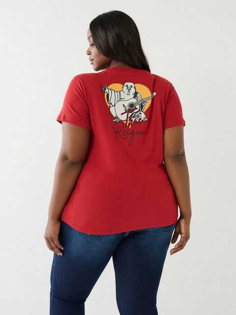 Camiseta True Religion Buddha Logo Mujer Rojas | Colombia-UYQJATE58