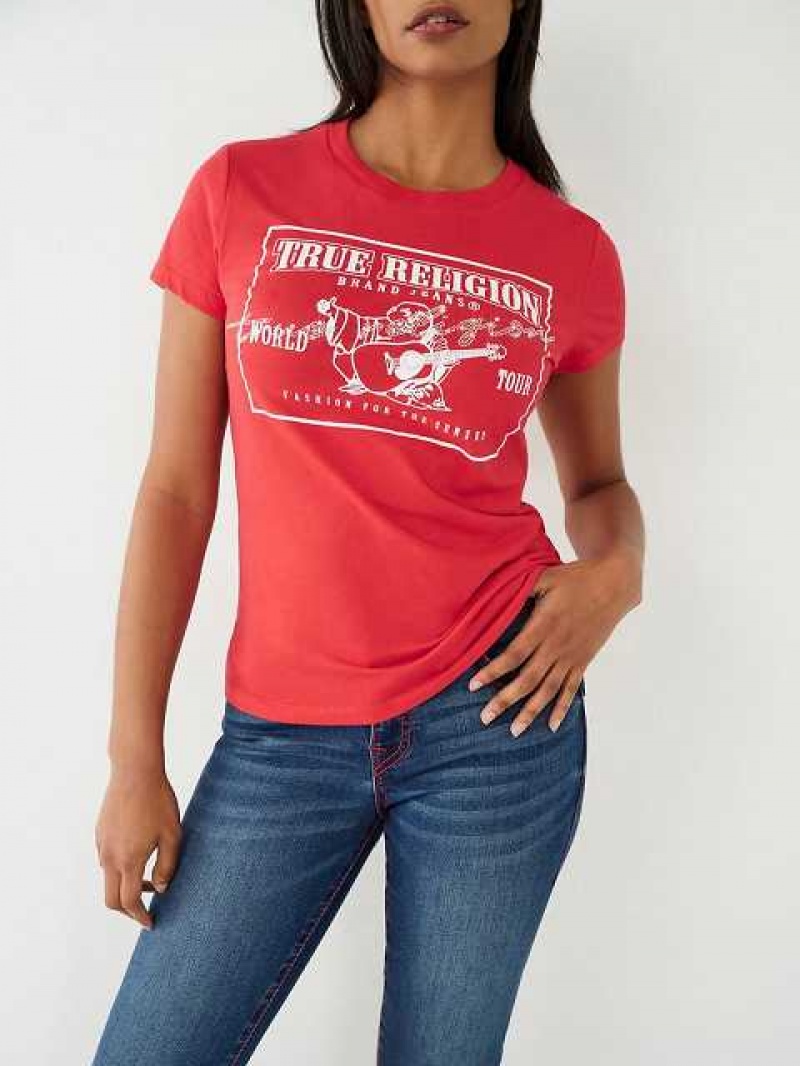 Camiseta True Religion Buddha Logo Mujer Rojas | Colombia-YWHVURI32