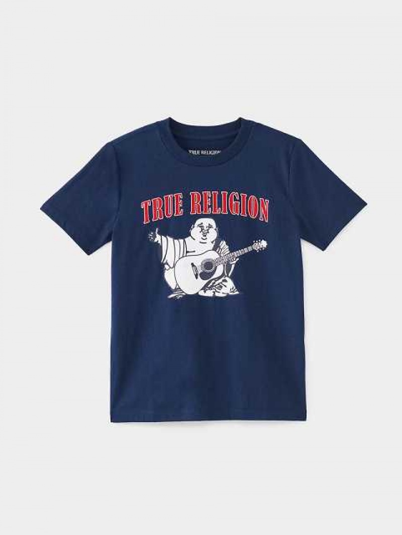 Camiseta True Religion Buddha Logo Niños Azul Marino Azules | Colombia-LGWOPQN04