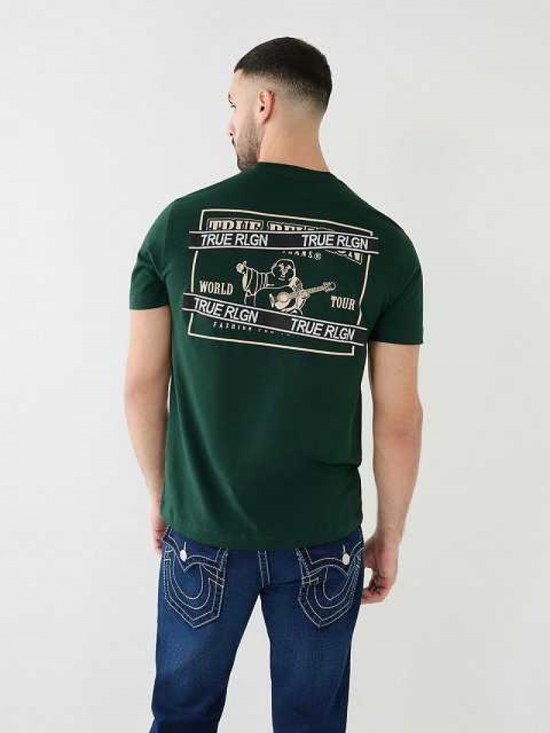 Camiseta True Religion Buddha Logo True Rlgn Tape Hombre Verde Oscuro | Colombia-GYFXLUW96