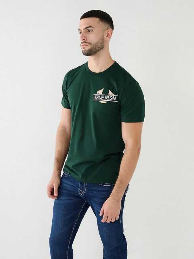 Camiseta True Religion Buddha Logo True Rlgn Tape Hombre Verde Oscuro | Colombia-GYFXLUW96