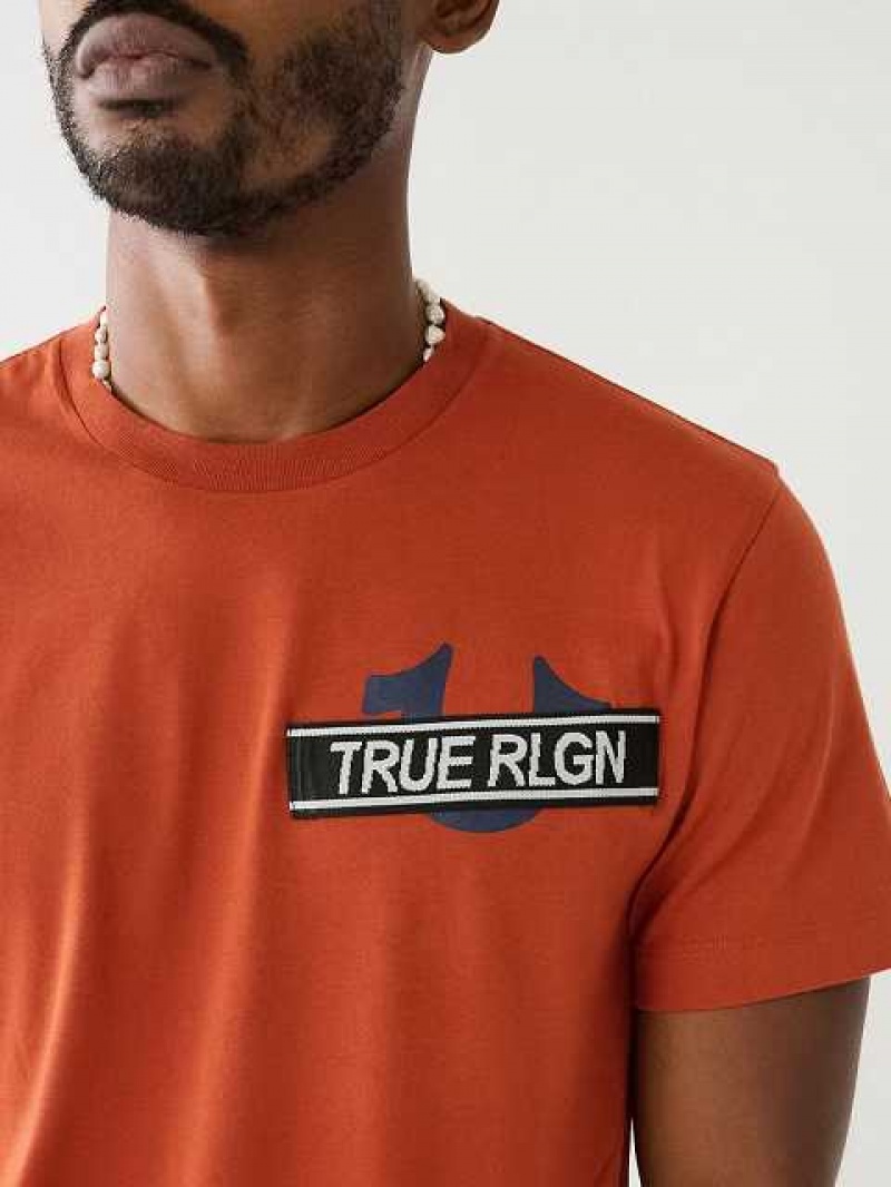 Camiseta True Religion Buddha Logo True Rlgn Tape Hombre Naranjas | Colombia-RVDHFUW43