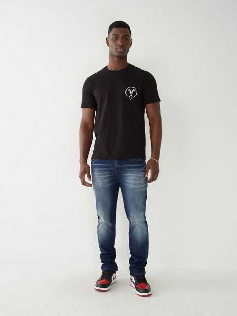 Camiseta True Religion Buddha Pocket Hombre Negras | Colombia-UVJFBLZ76