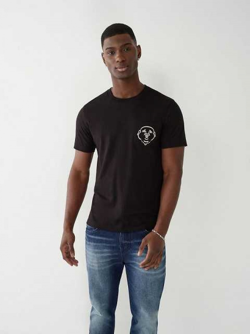 Camiseta True Religion Buddha Pocket Hombre Negras | Colombia-UVJFBLZ76