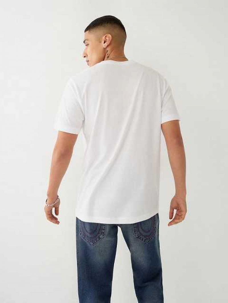 Camiseta True Religion Buddha Pocket Hombre Blancas | Colombia-YWUFVIR23