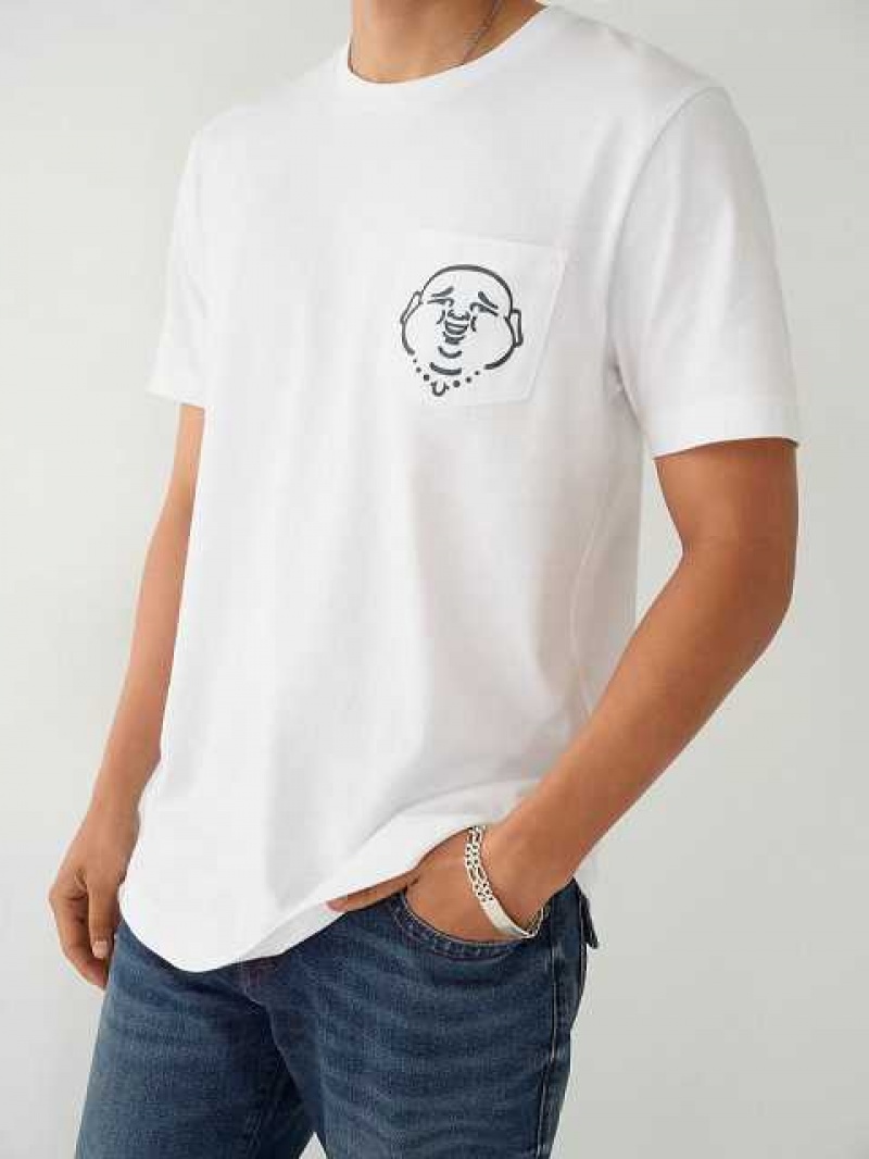 Camiseta True Religion Buddha Pocket Hombre Blancas | Colombia-YWUFVIR23