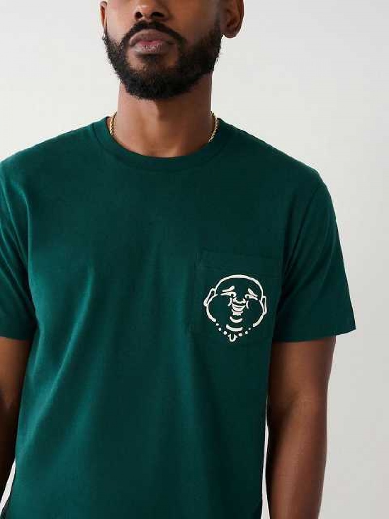 Camiseta True Religion Buddha Pocket Hombre Turquesa Verde | Colombia-FOTCUHR83