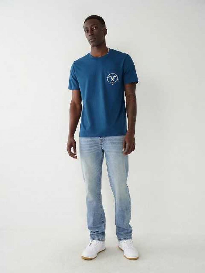 Camiseta True Religion Buddha Pocket Hombre Azul Marino Azul Marino | Colombia-SNYOURB14