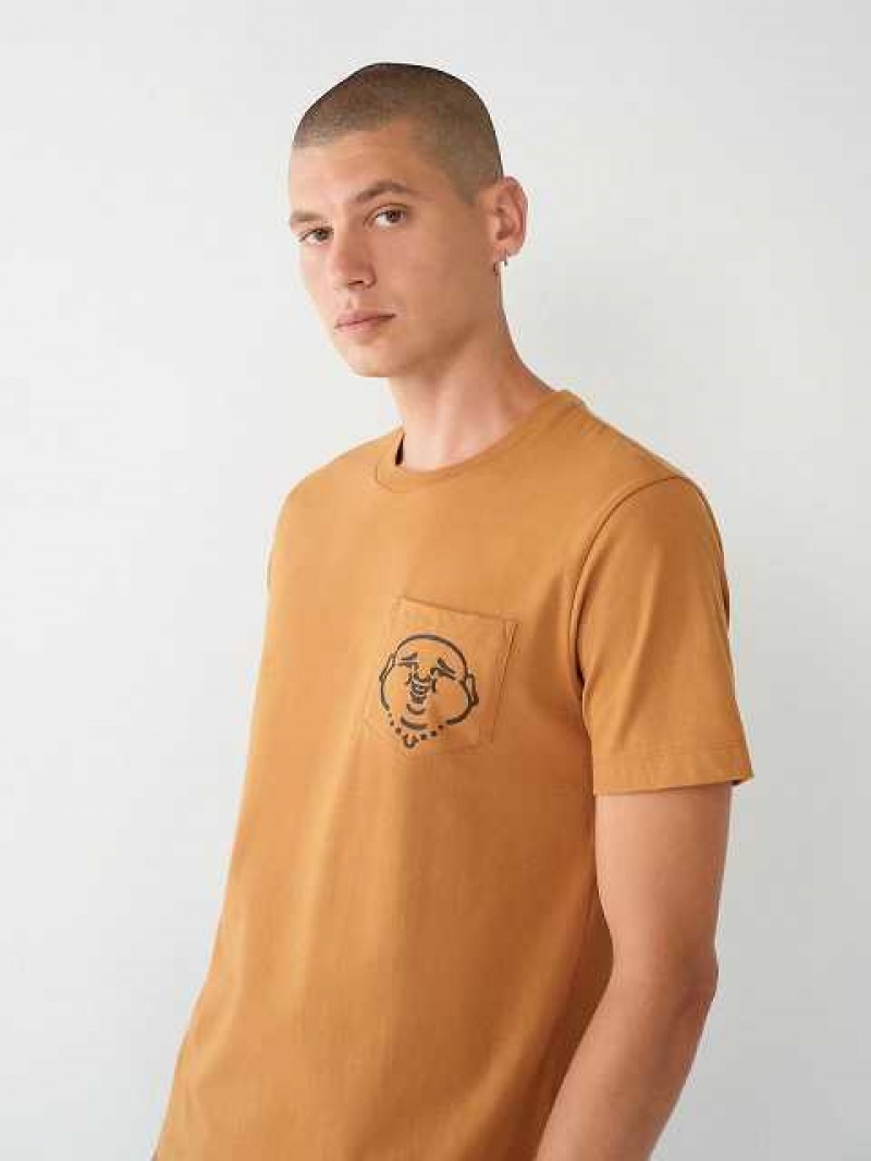 Camiseta True Religion Buddha Pocket Hombre Naranjas Marrones | Colombia-QFJKVIY32