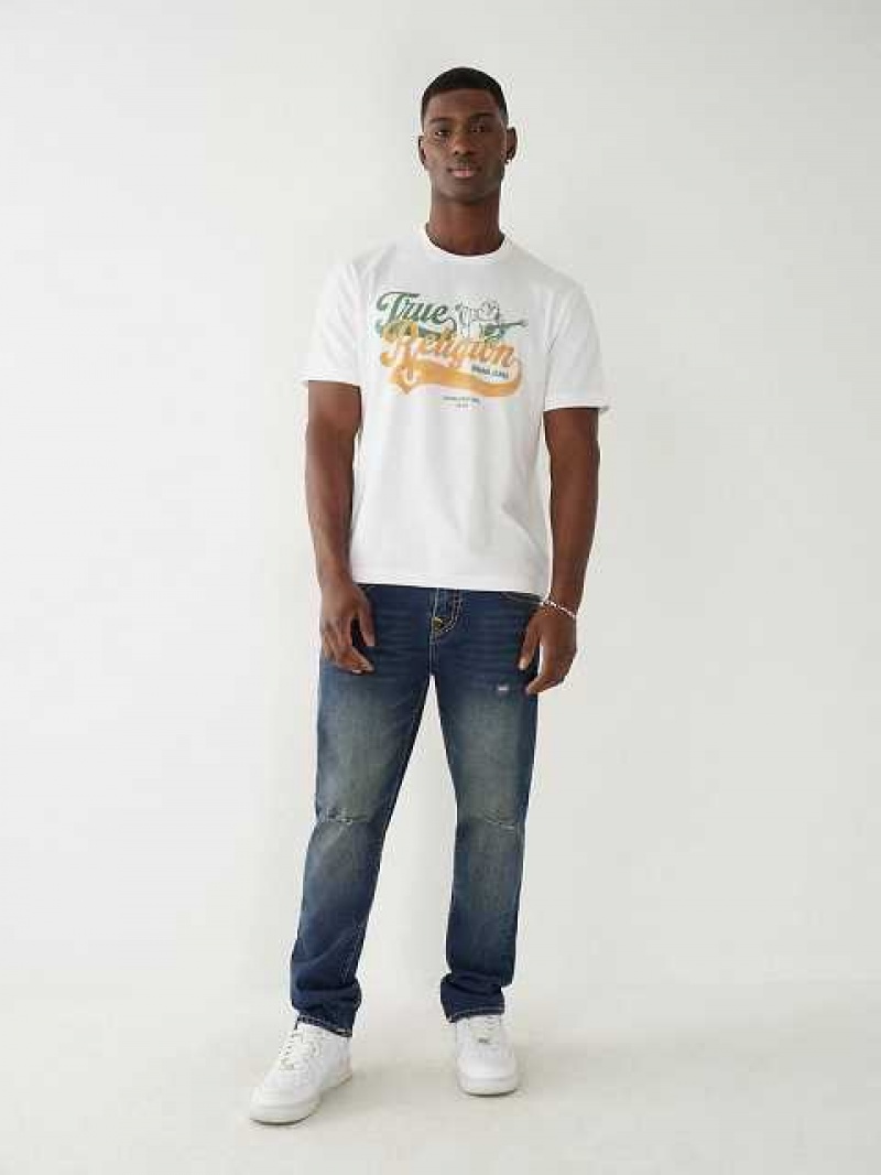 Camiseta True Religion Buddha Relaxed Hombre Blancas | Colombia-ETLICFR41