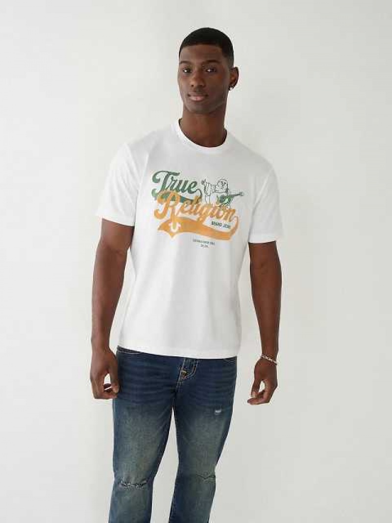 Camiseta True Religion Buddha Relaxed Hombre Blancas | Colombia-ETLICFR41