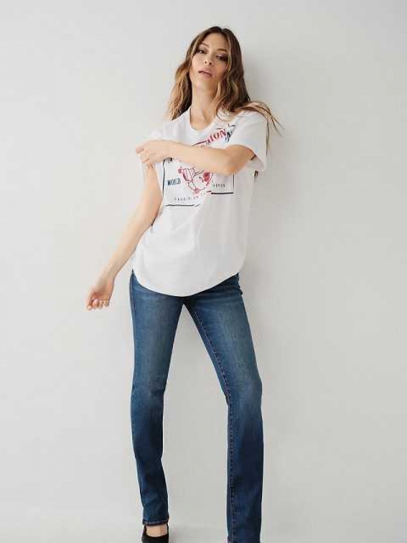 Camiseta True Religion Buddha Relaxed Mujer Blancas | Colombia-ZOVKHUW65