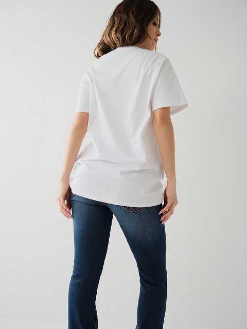 Camiseta True Religion Buddha Relaxed Mujer Blancas | Colombia-ZOVKHUW65