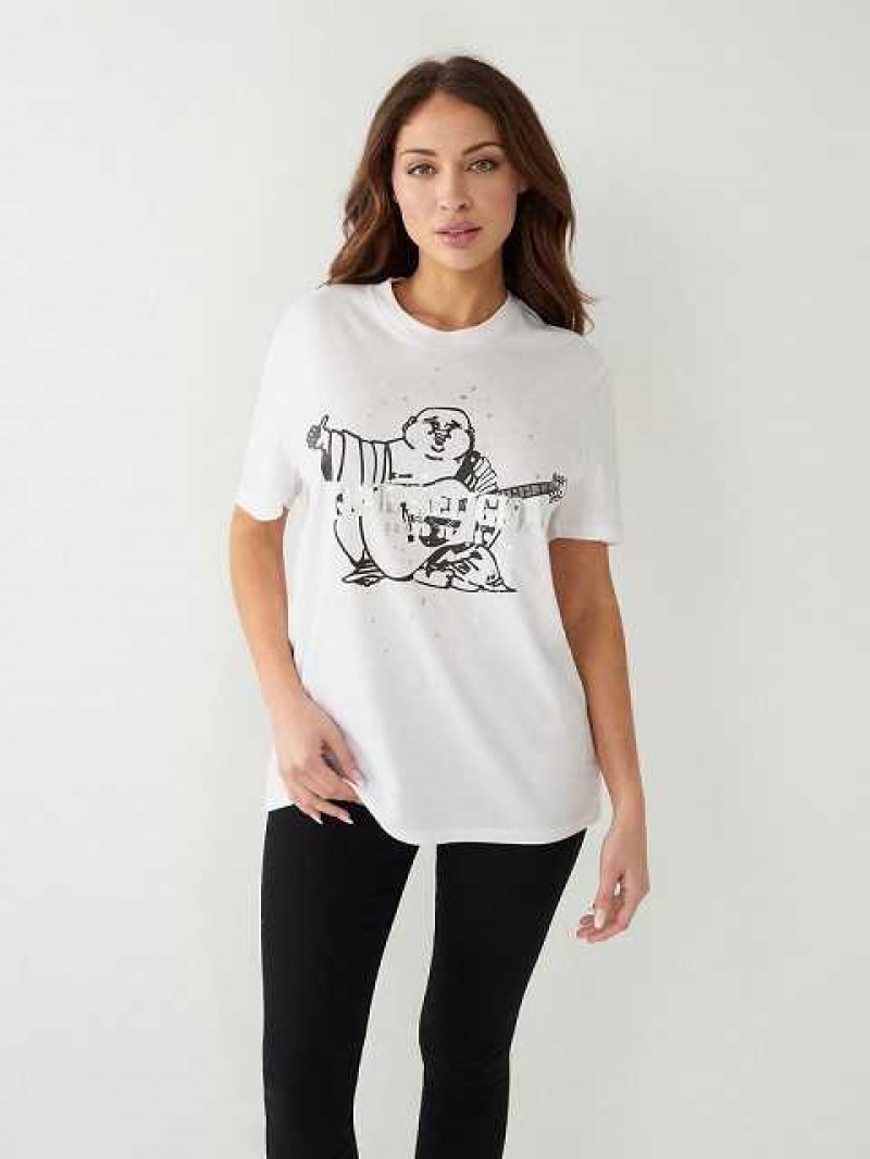 Camiseta True Religion Buddha Splatter Relaxed Mujer Blancas | Colombia-MLPHUZV74