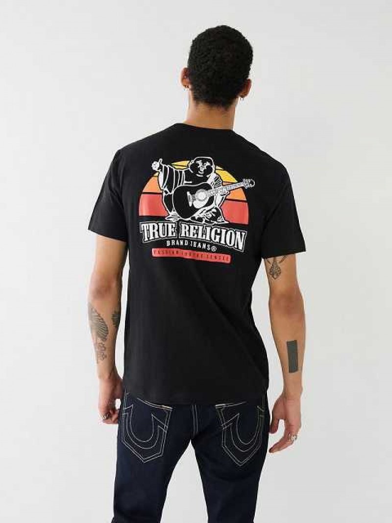 Camiseta True Religion Buddha Sunrise Logo Hombre Negras | Colombia-CXVWDGJ08