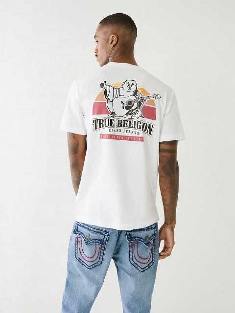 Camiseta True Religion Buddha Sunrise Logo Hombre Blancas | Colombia-HPWFDRU54