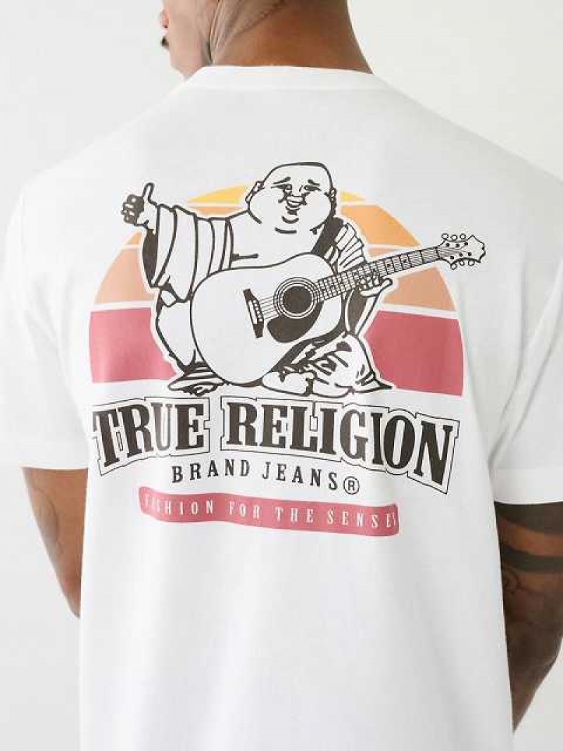 Camiseta True Religion Buddha Sunrise Logo Hombre Blancas | Colombia-HPWFDRU54