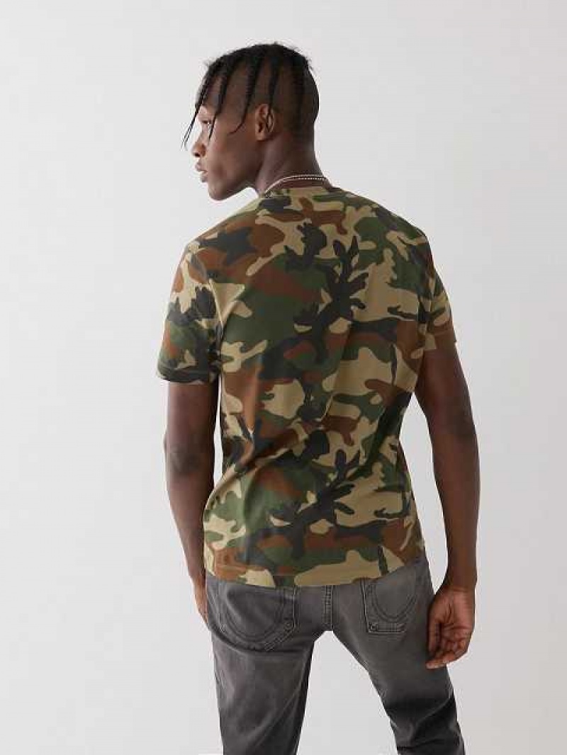 Camiseta True Religion Camo Buddha Logo Hombre Verde | Colombia-MTJDSAC89