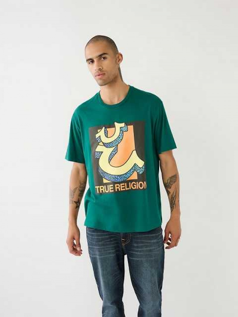 Camiseta True Religion Channel True Estampadas Relaxed Hombre Verde | Colombia-XVWDYFS07