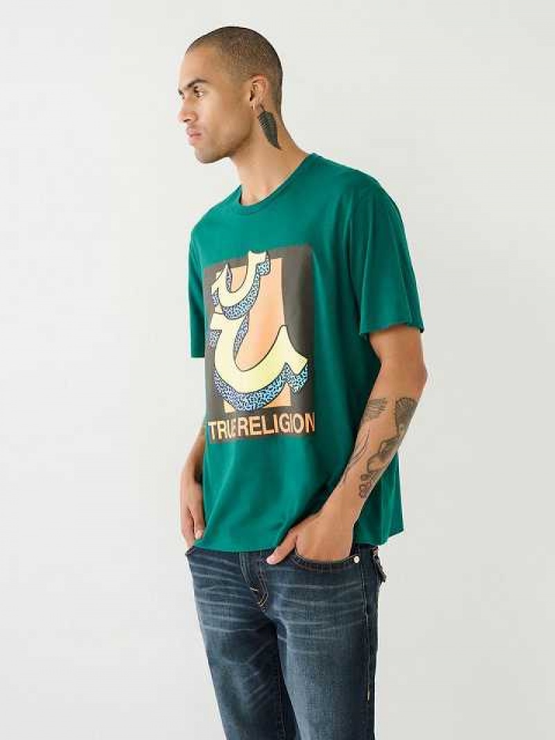 Camiseta True Religion Channel True Estampadas Relaxed Hombre Verde | Colombia-XVWDYFS07