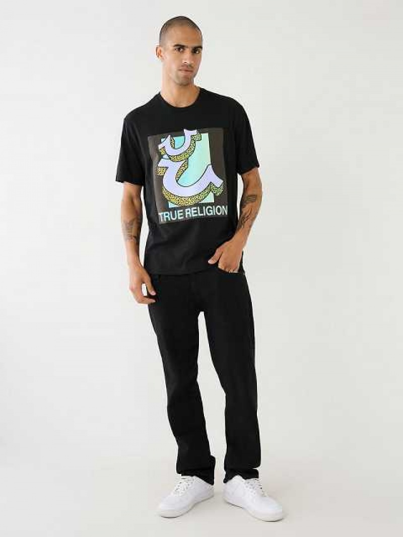 Camiseta True Religion Channel True Estampadas Relaxed Hombre Negras | Colombia-CWXPUOM09