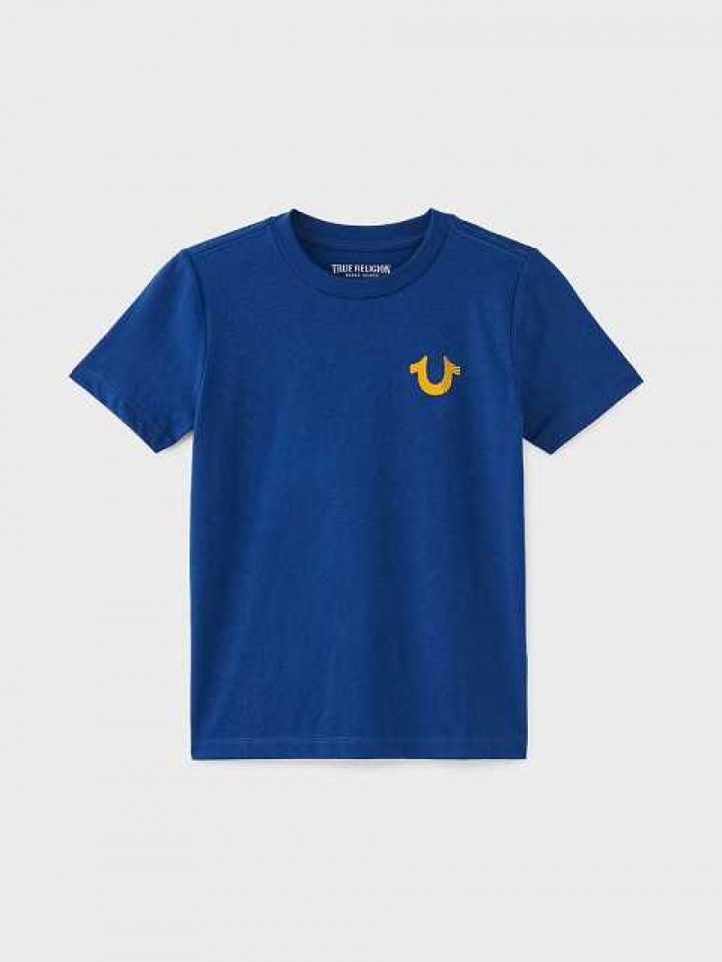 Camiseta True Religion Circle Trbj Seal Niños Azules | Colombia-PIYKMOU84