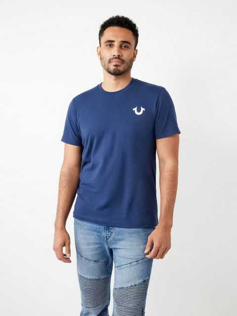 Camiseta True Religion City Buddha Logo Crew Hombre Azul Marino Azules | Colombia-HFAPLKB04