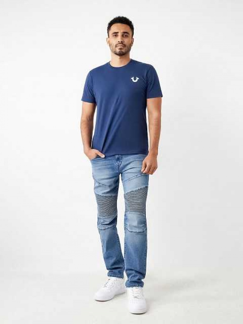 Camiseta True Religion City Buddha Logo Crew Hombre Azul Marino Azules | Colombia-HFAPLKB04