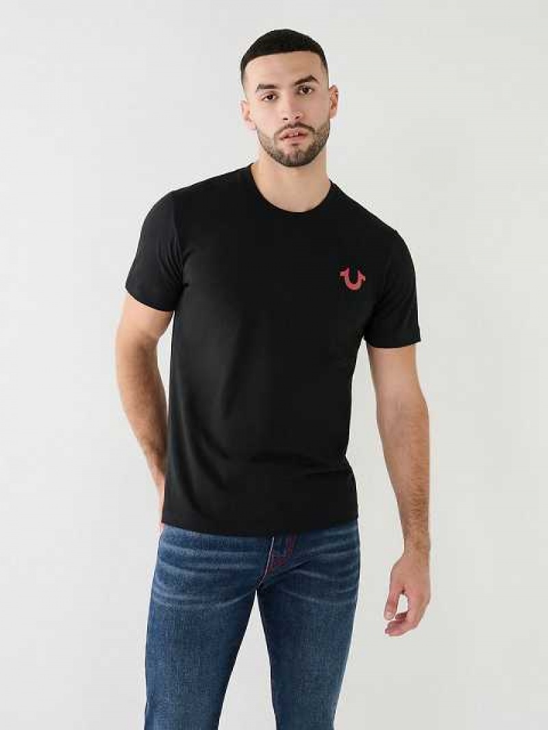 Camiseta True Religion City Buddha Logo Crew Hombre Negras | Colombia-YTCZROD96