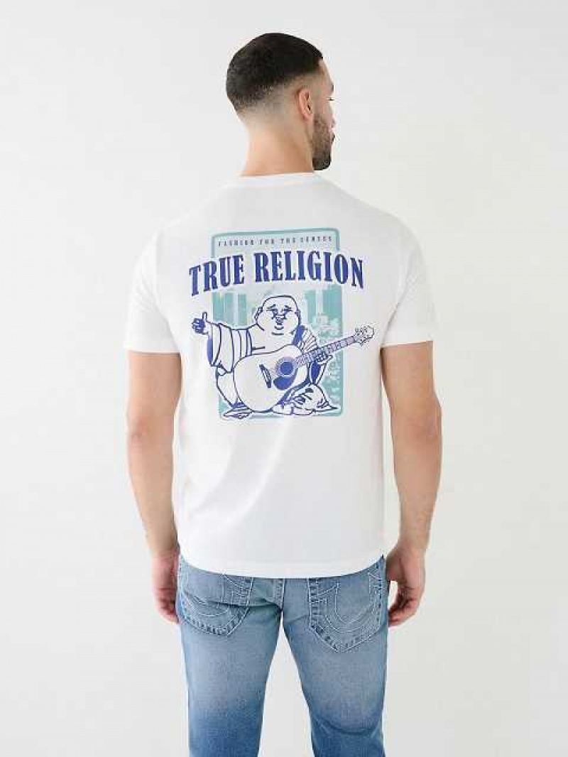 Camiseta True Religion City Buddha Logo Crew Hombre Blancas | Colombia-CEIZUGD38