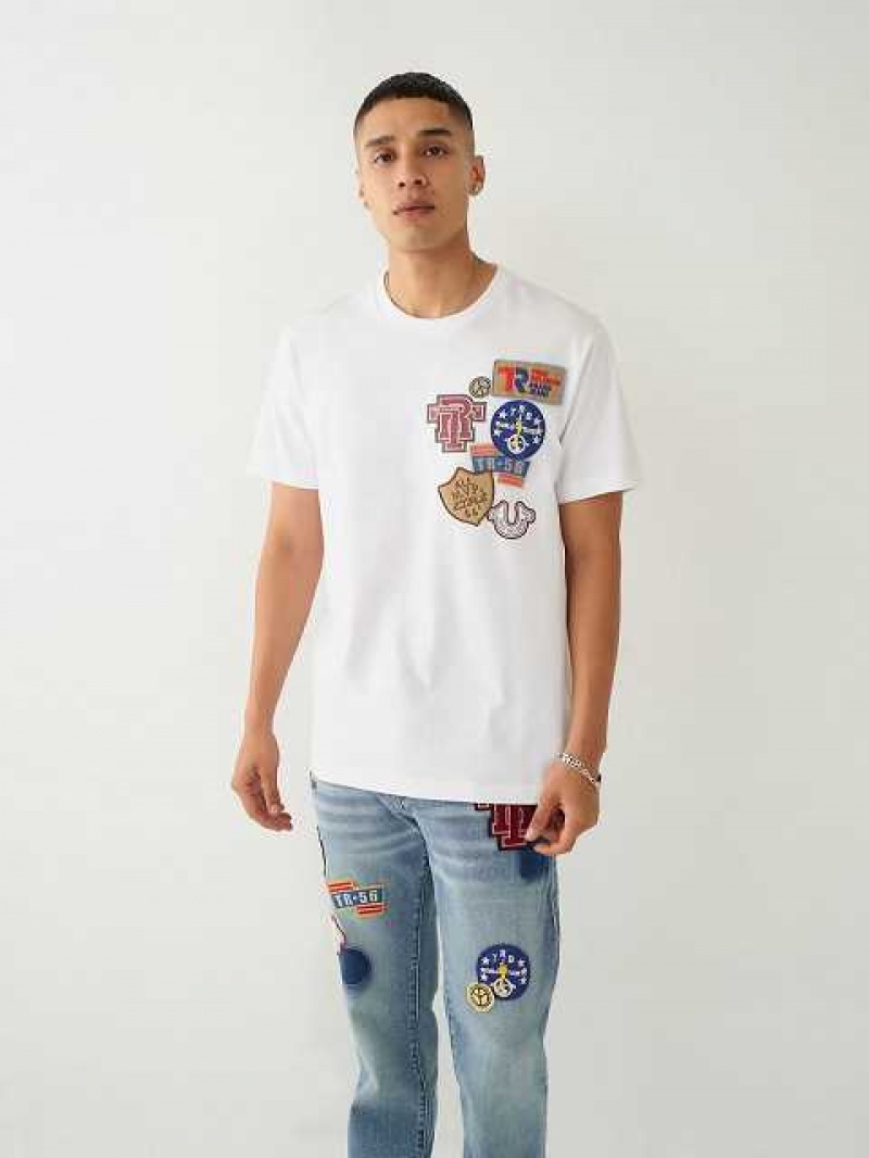 Camiseta True Religion Collegiate Patch Hombre Blancas | Colombia-OEPRZVX91