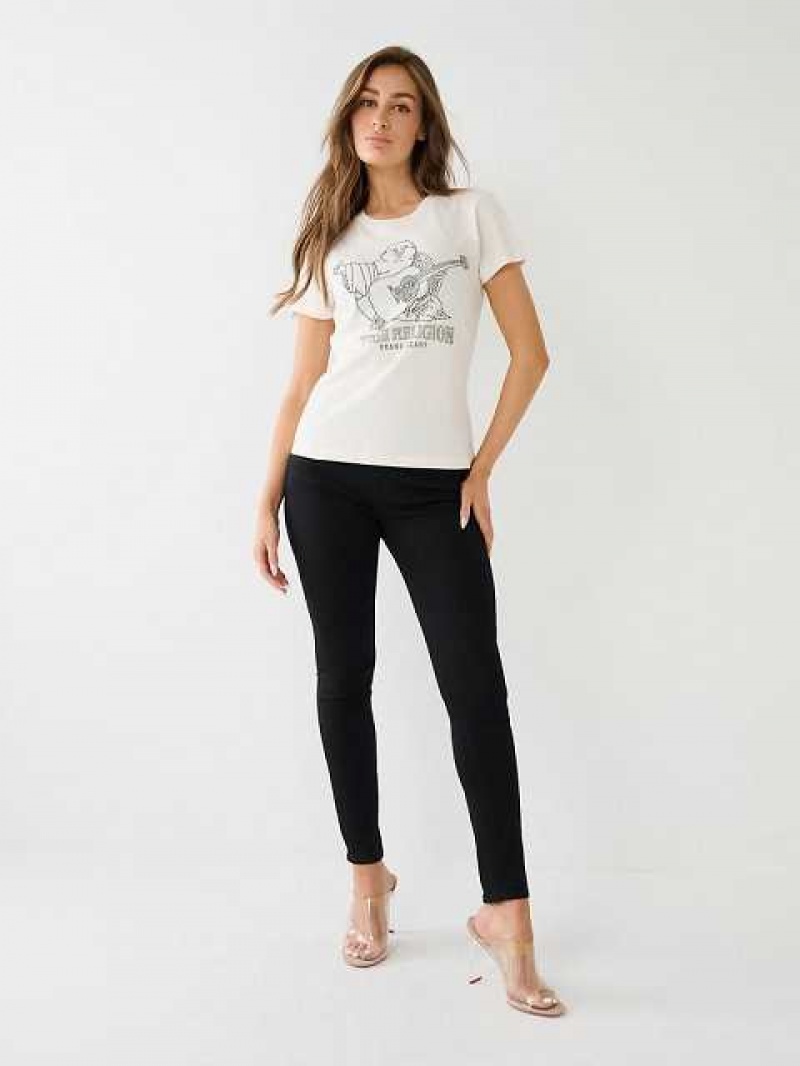 Camiseta True Religion Crystal Buddha Logo Slim Mujer Blancas | Colombia-LCROSQA03