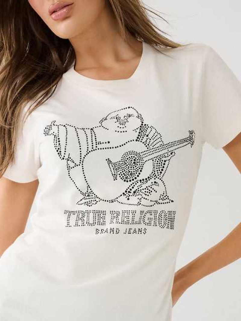 Camiseta True Religion Crystal Buddha Logo Slim Mujer Blancas | Colombia-LCROSQA03