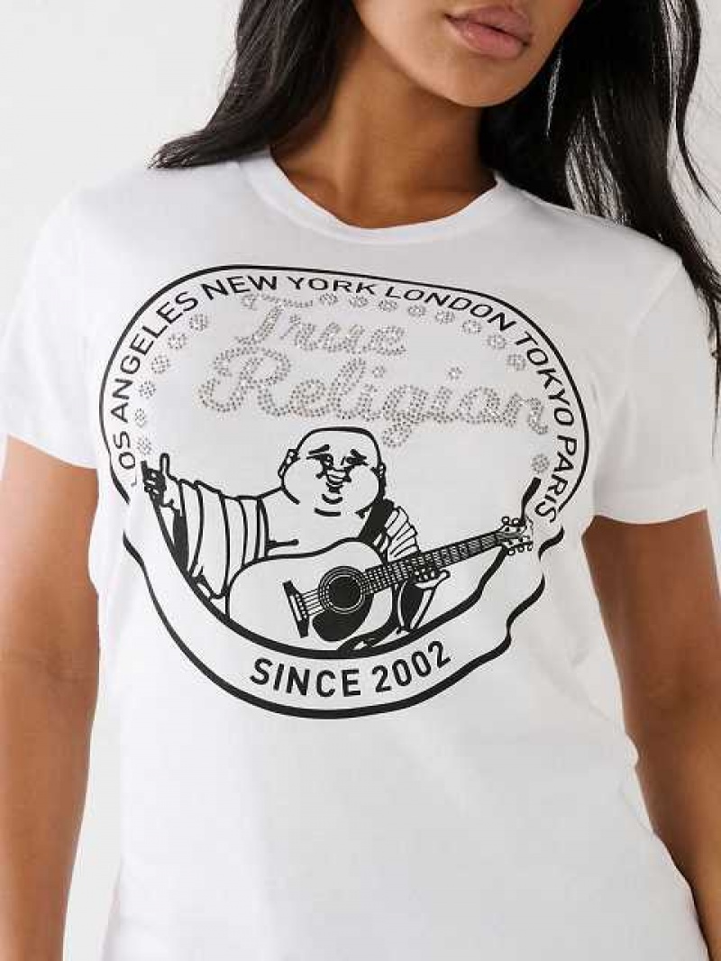 Camiseta True Religion Crystal Buddha Mujer Blancas | Colombia-LKCHOTP85