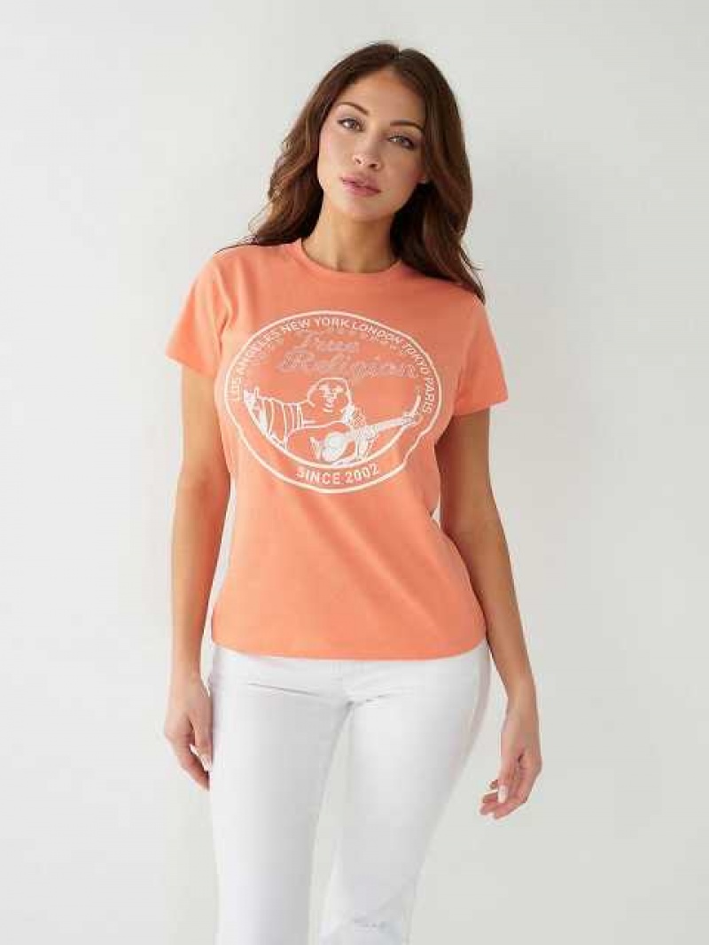 Camiseta True Religion Crystal Buddha Mujer Naranjas Rosas | Colombia-DWZYBUO78