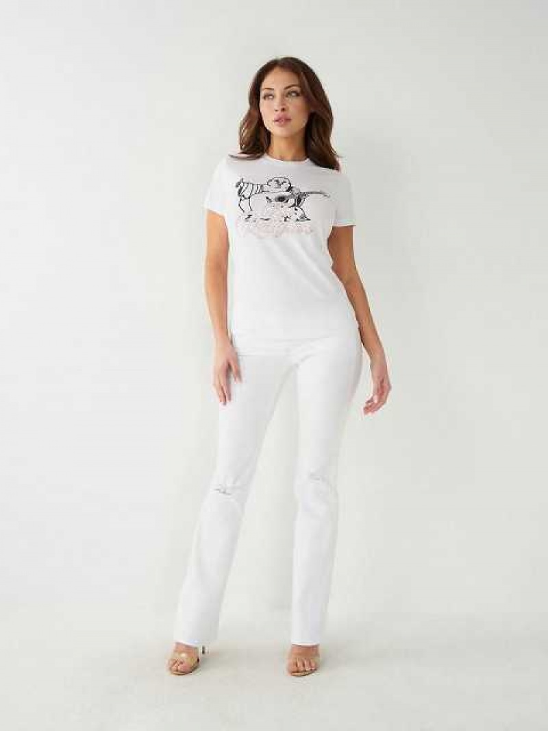 Camiseta True Religion Crystal Buddha Mujer Blancas | Colombia-IGWEVBK98