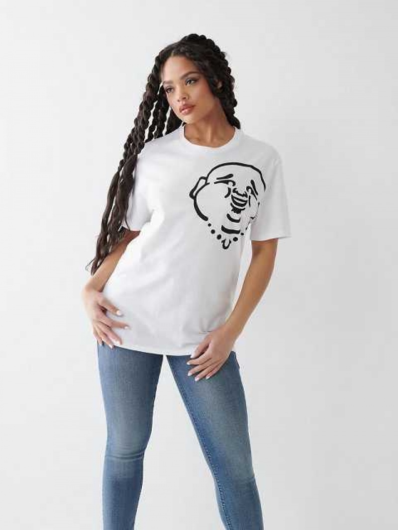 Camiseta True Religion Crystal Buddha Relaxed Mujer Blancas | Colombia-UMBVJIL45