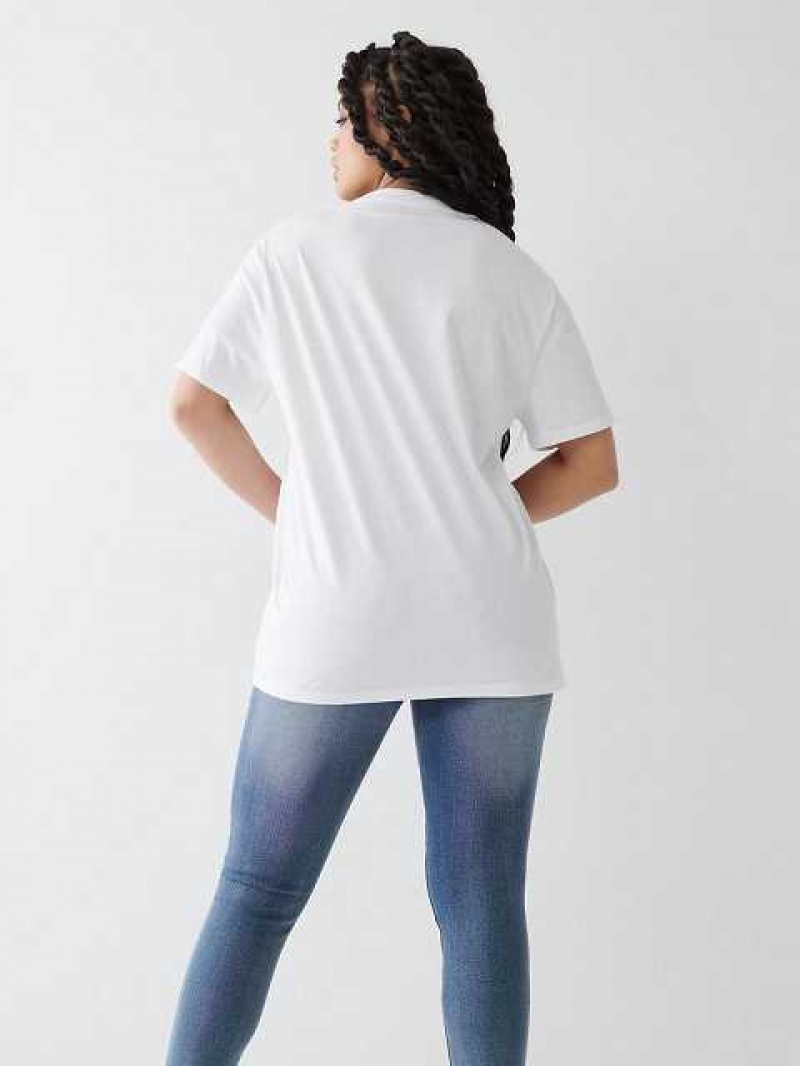 Camiseta True Religion Crystal Buddha Relaxed Mujer Blancas | Colombia-UMBVJIL45