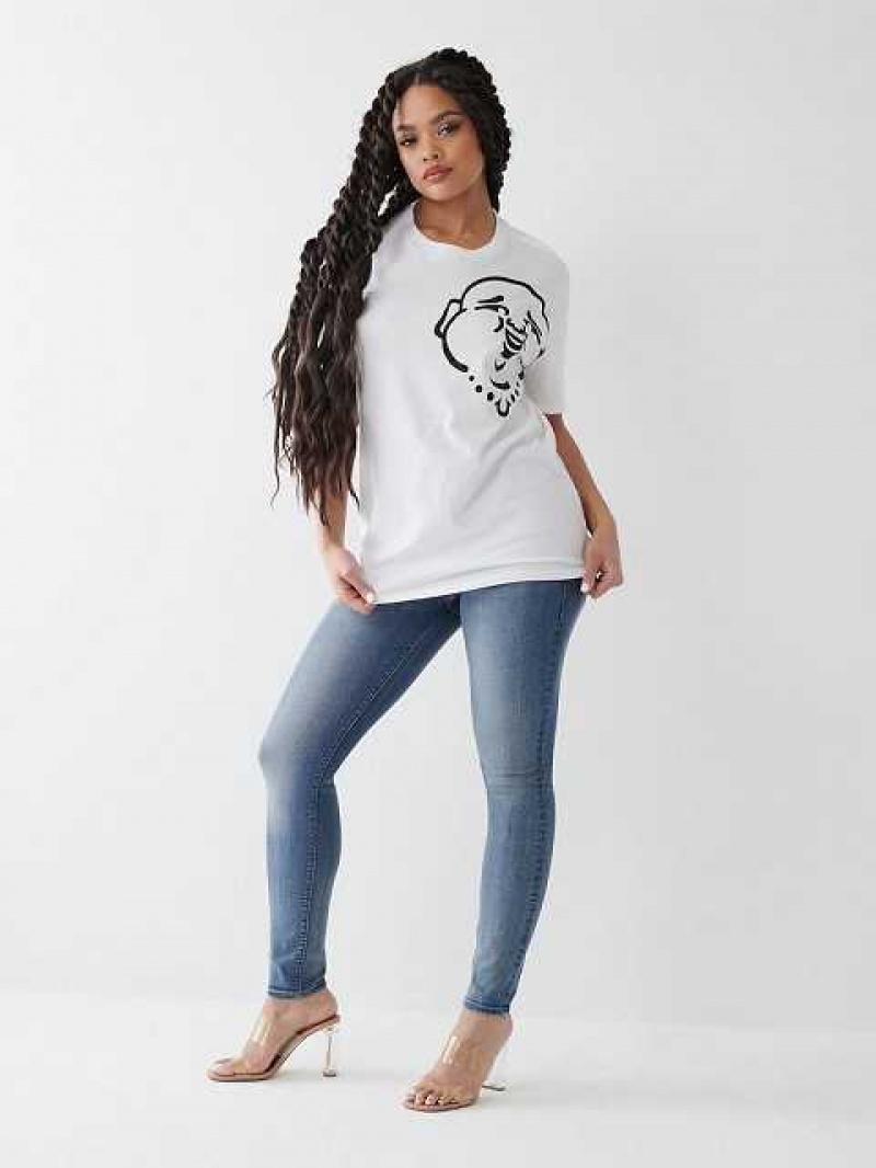 Camiseta True Religion Crystal Buddha Relaxed Mujer Blancas | Colombia-UMBVJIL45