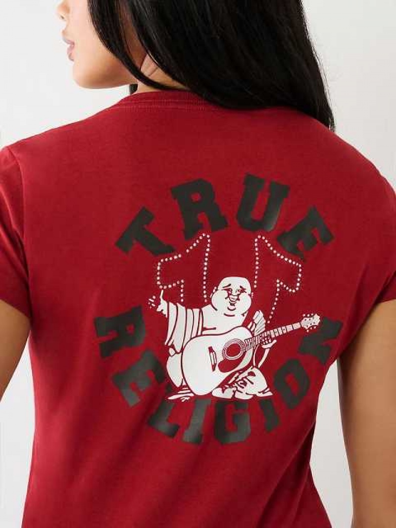 Camiseta True Religion Crystal Buddha V Mujer Rojas | Colombia-PZEDVYC23